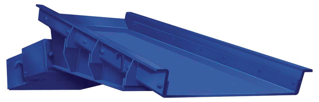 Jeffrey Rader® HP (High Power) electromagnetic vibrating feeder with reinforced feeder tray and heavy-duty construction for controlled bulk material handling.