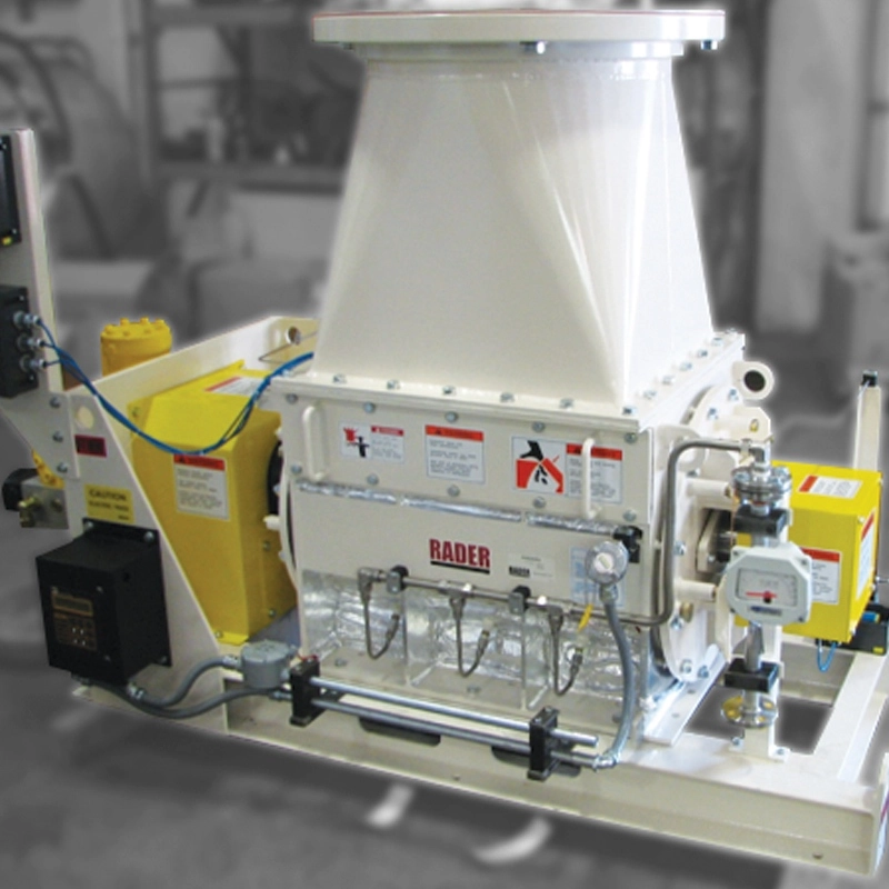 Jeffrey Rader® EDK Rotary Feeder/Delumper with integrated inlet hopper, heavy-duty housing, instrumentation, and drive components for controlled bulk material feeding and delumping.