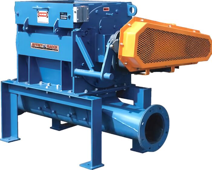 Jeffrey Rader® Rotary Airlock Feeder with heavy-duty housing, rotary valve assembly, and motor drive for controlled bulk material discharge and air sealing.