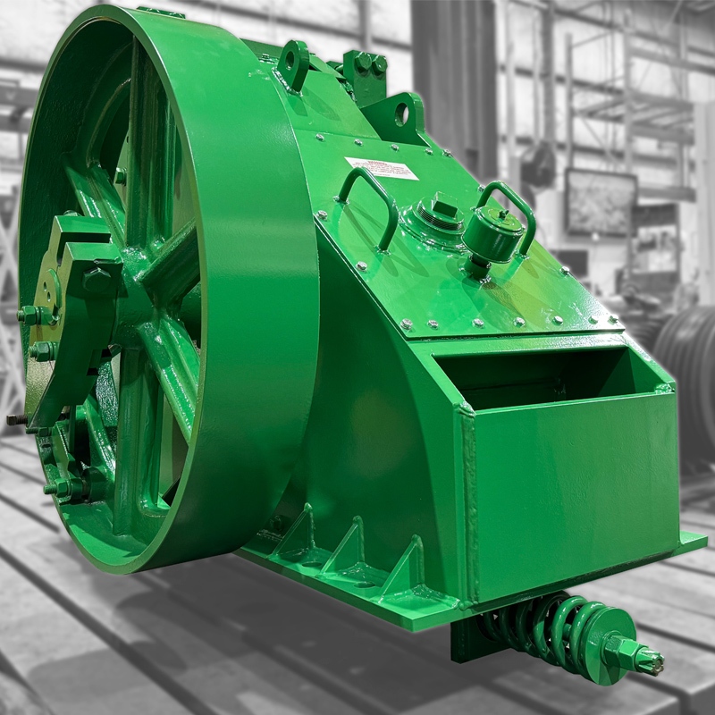Pennsylvania Crusher double toggle jaw crusher with large flywheel, heavy-duty frame, and reinforced crushing assembly for primary material reduction applications.