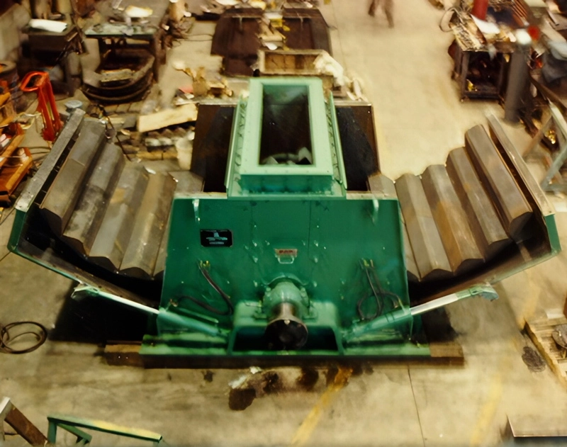 Pennsylvania Crusher reversible impactor opened to reveal internal breaker blocks and crushing chamber components