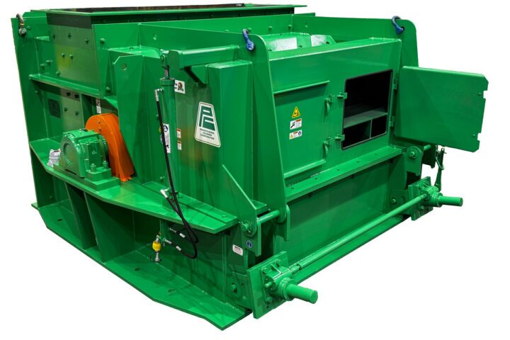 Pennsylvania Crusher TKK Granulator with heavy-duty steel housing, hydraulic access door, and integrated drive system designed for efficient coal and aggregate reduction.